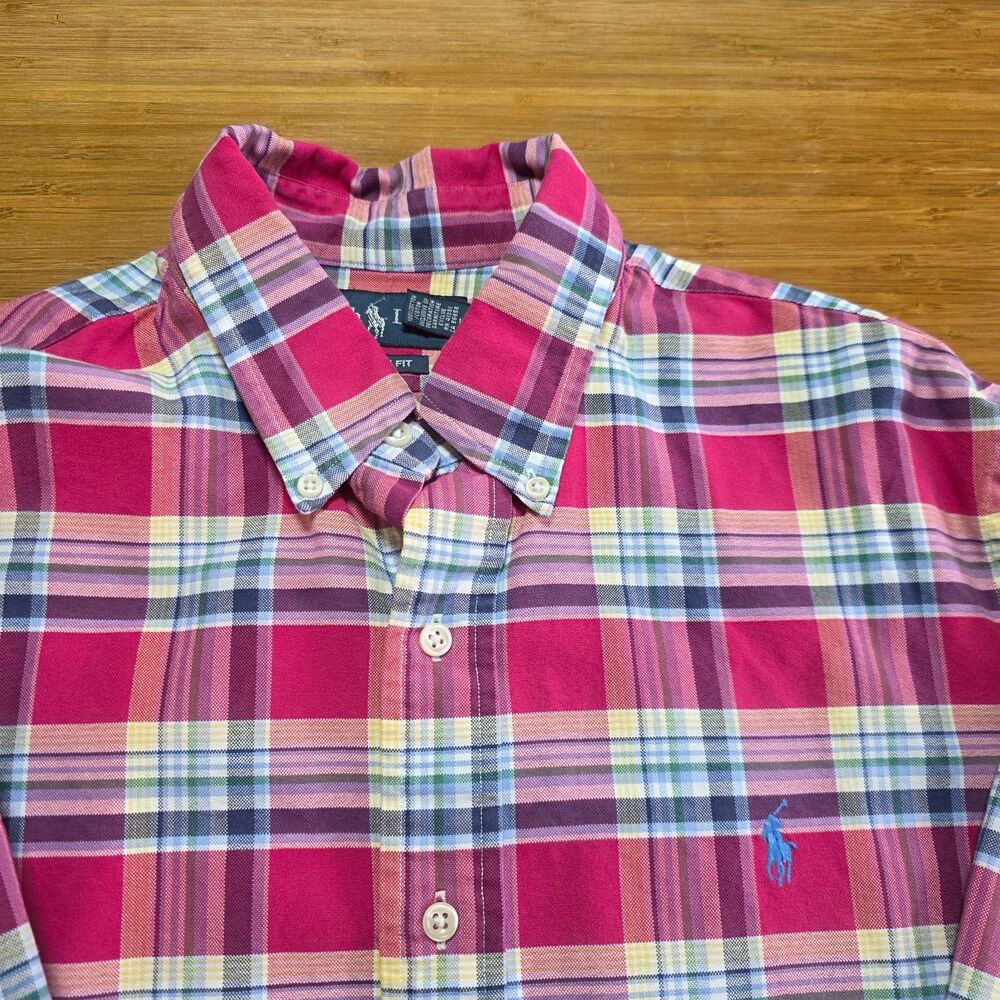 Ralph Lauren Custom Fit Plaid Shirt Pink Blue Yellow Preppy Normcore Coastal L
